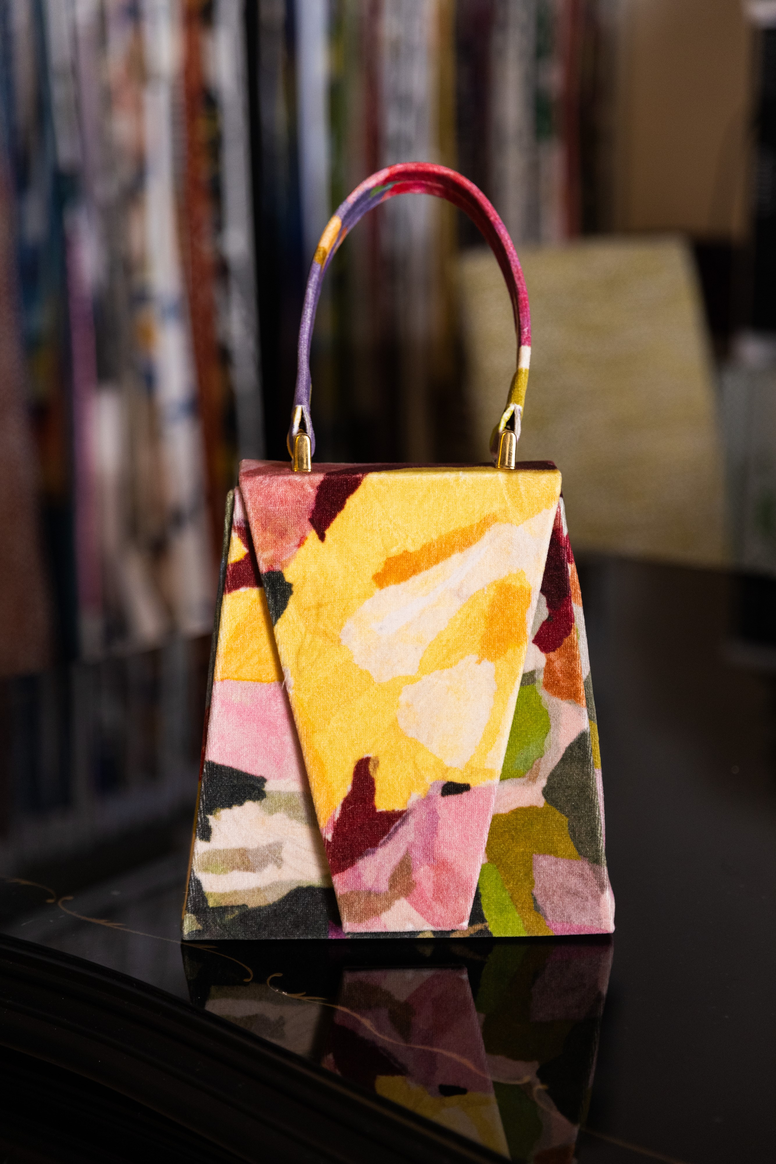 Borsa Lavi Bags realizzata a mano in velluto di cotone stampato