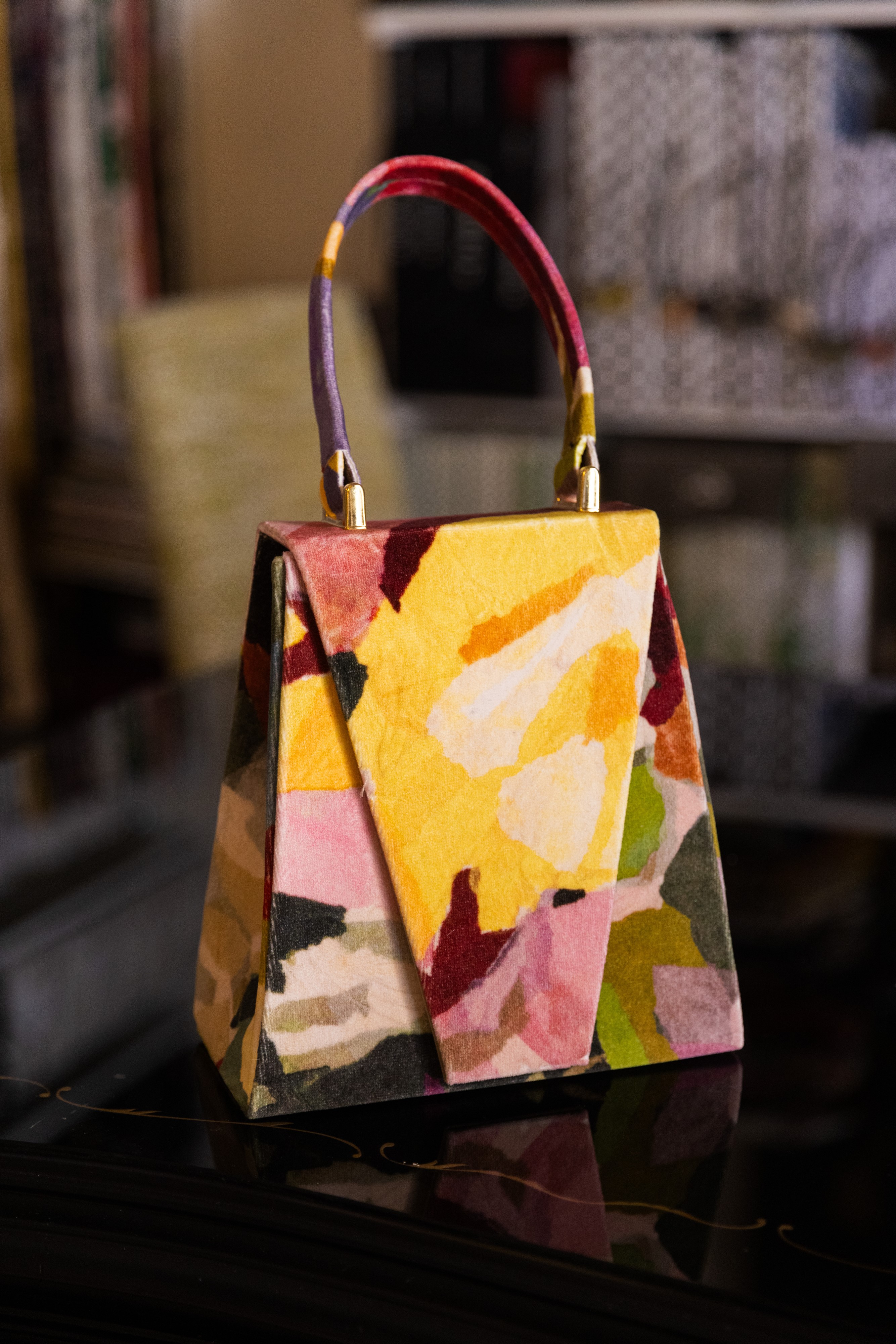 Borsa Lavi Bags realizzata a mano in velluto di cotone stampato