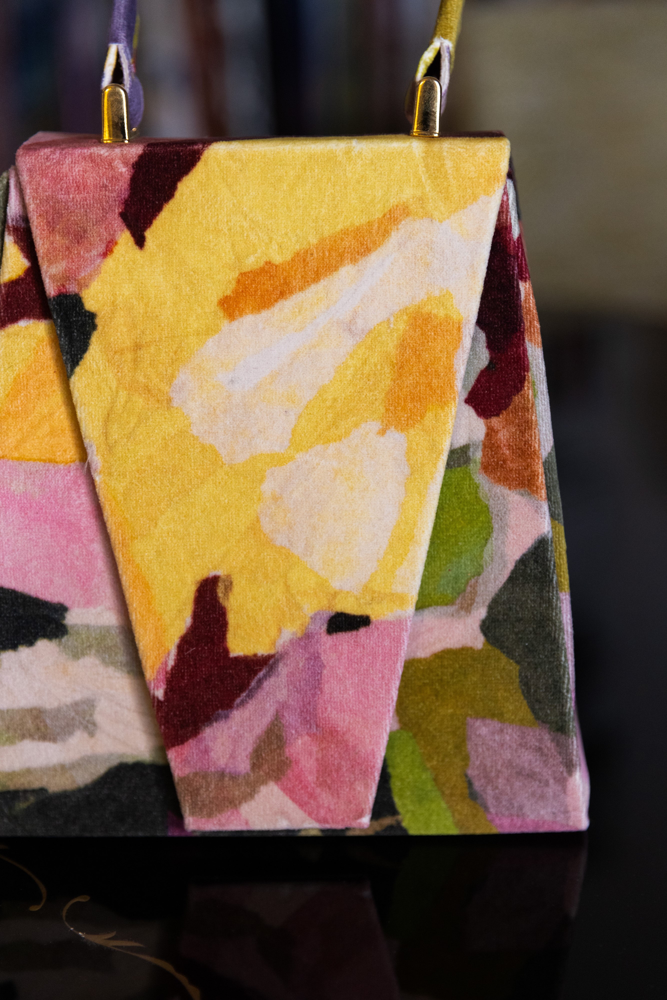 Borsa Lavi Bags realizzata a mano in velluto di cotone stampato