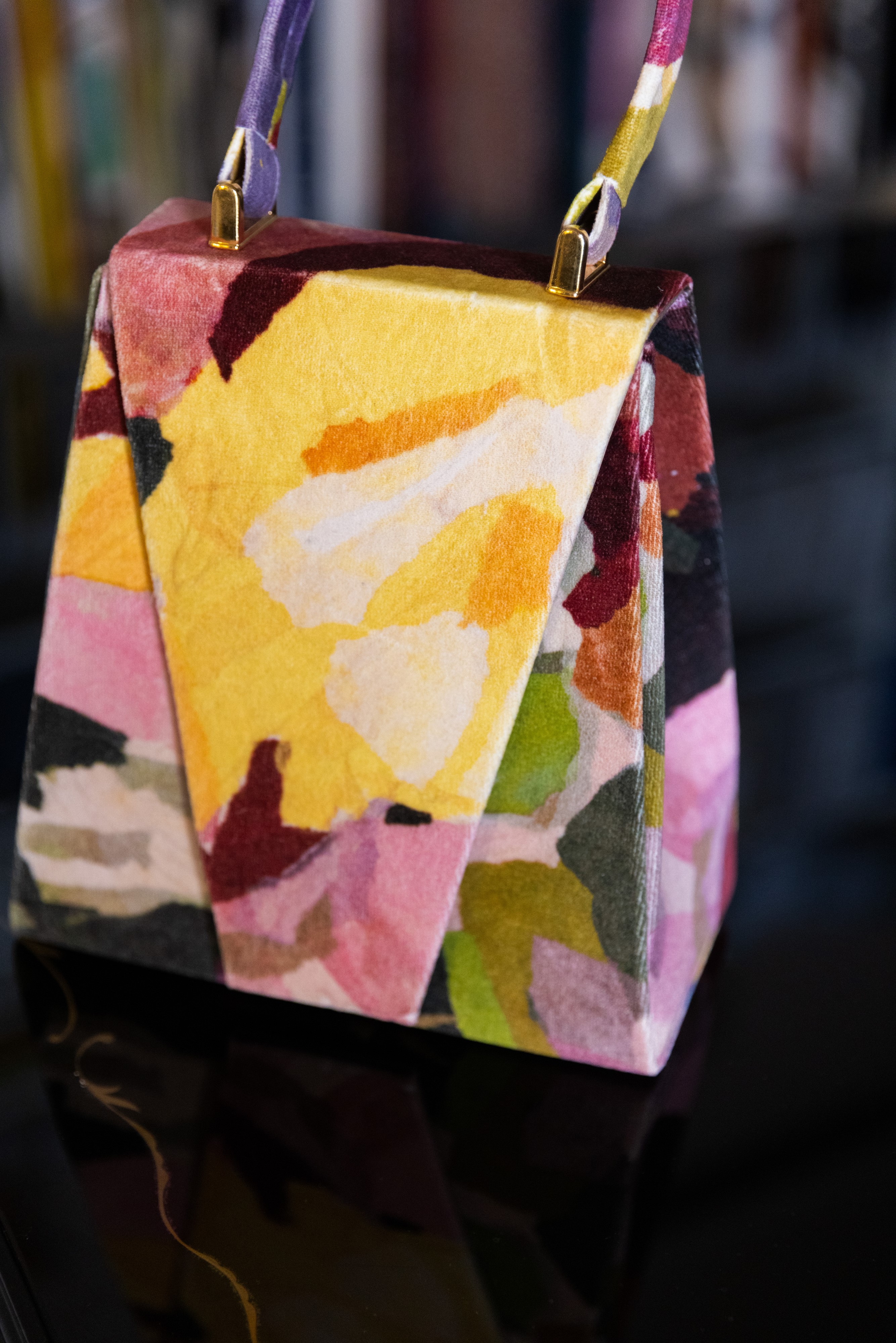 Borsa Lavi Bags realizzata a mano in velluto di cotone stampato