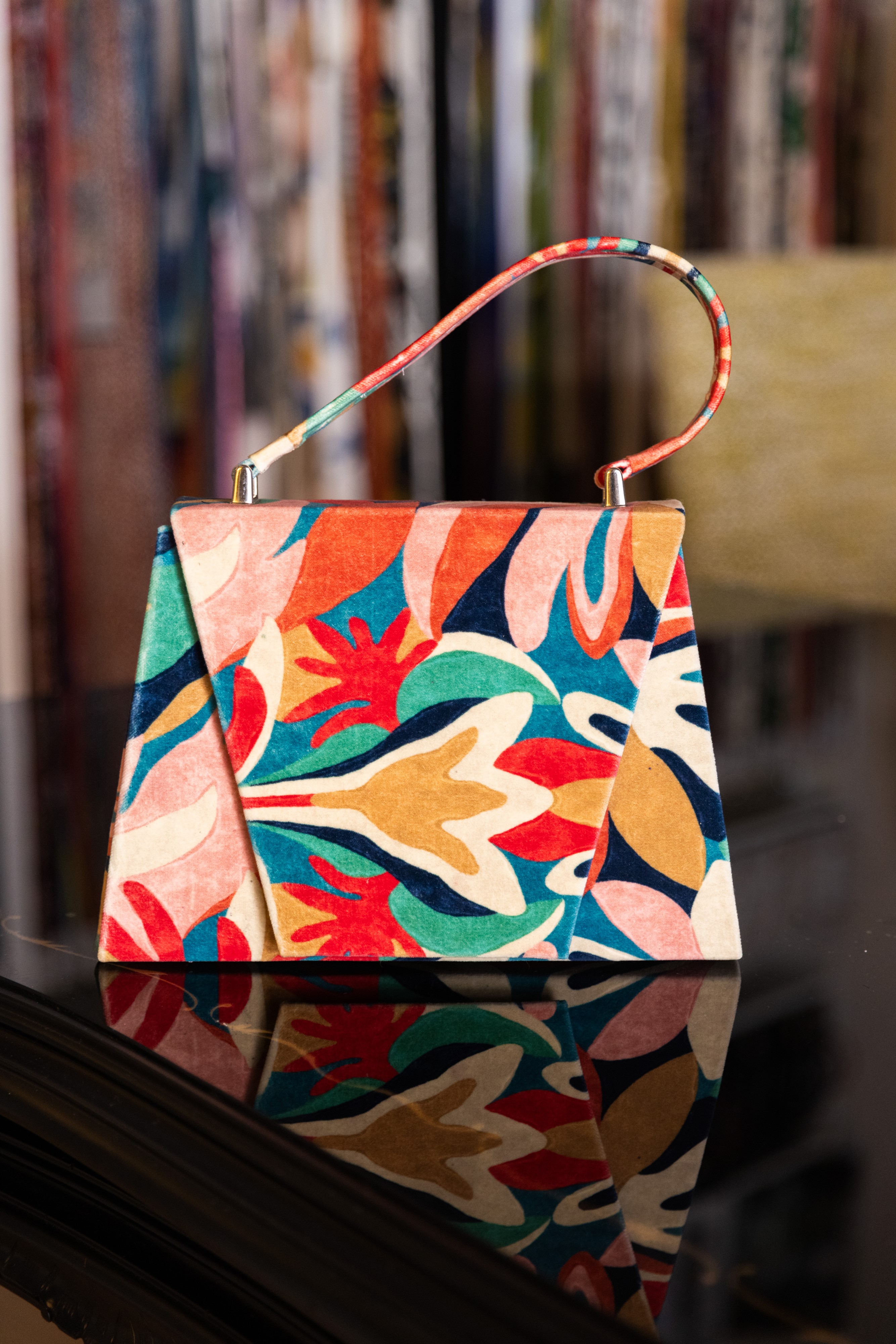 Borsa Lavi Bags realizzata a mano in velluto di cotone stampato