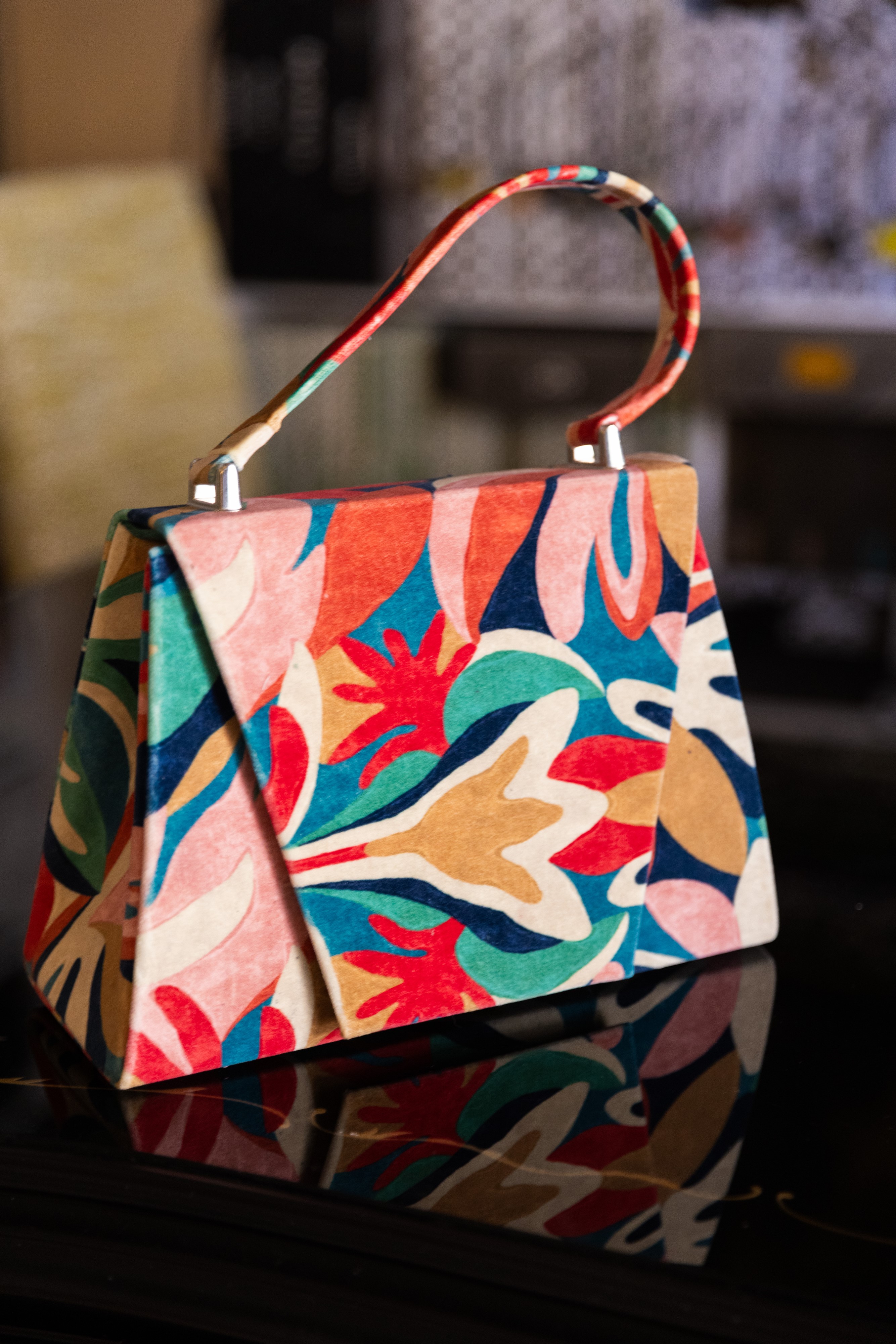 Borsa Lavi Bags realizzata a mano in velluto di cotone stampato