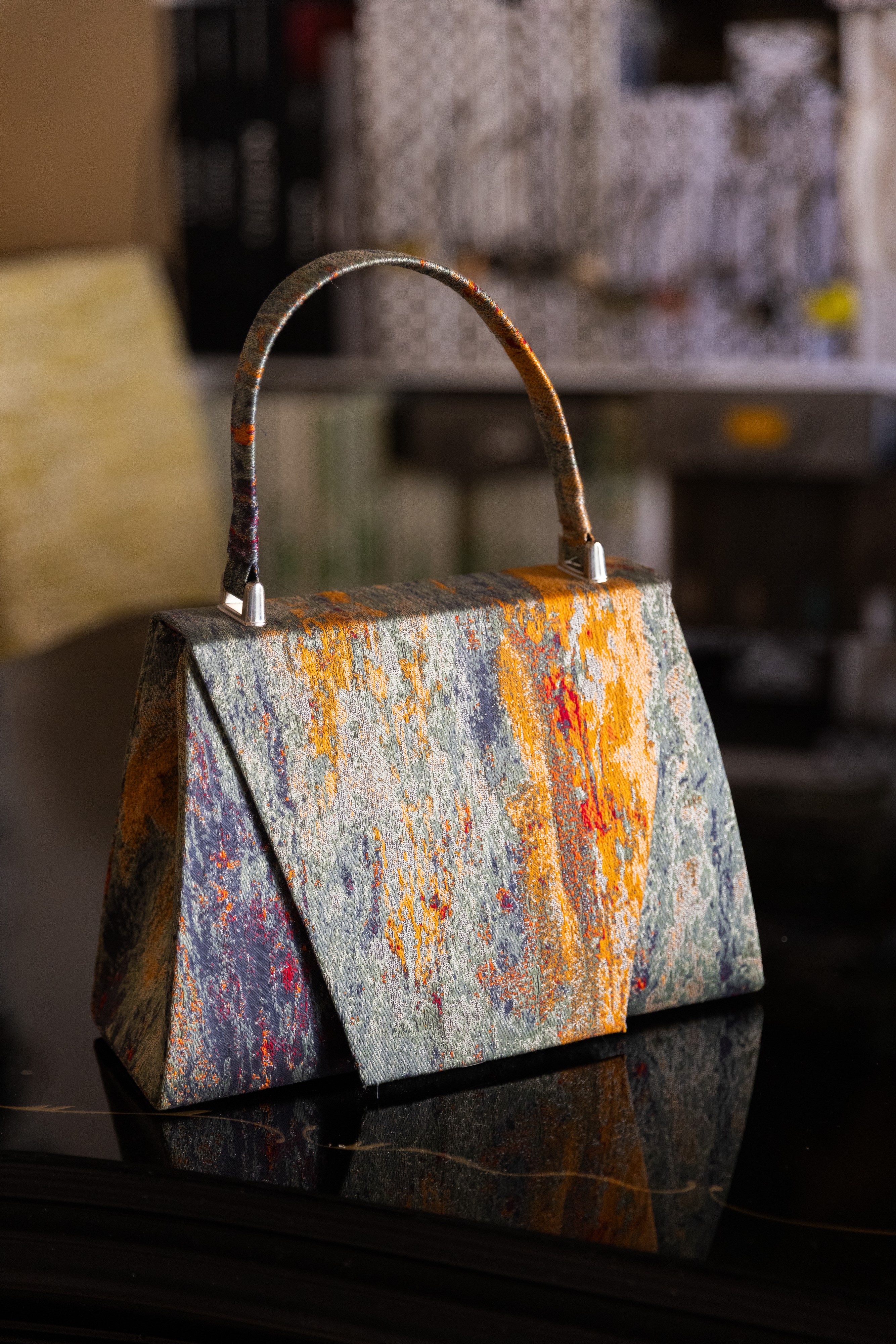 Borsa Lavi Bags realizzata a mano in tessuto cotone viscosa con lurex interno