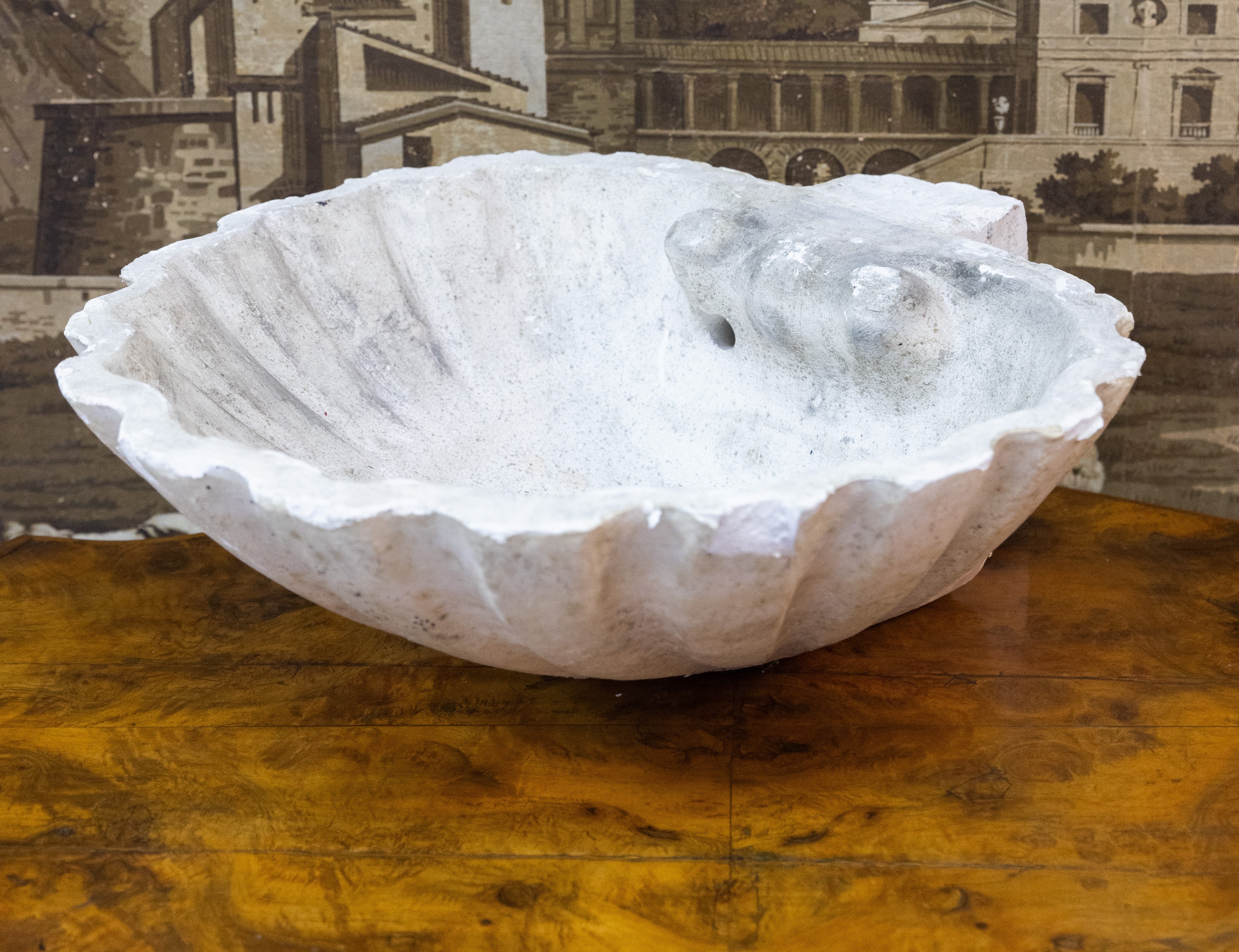 Coppia di acquasantiere in stucco caulino anni '40