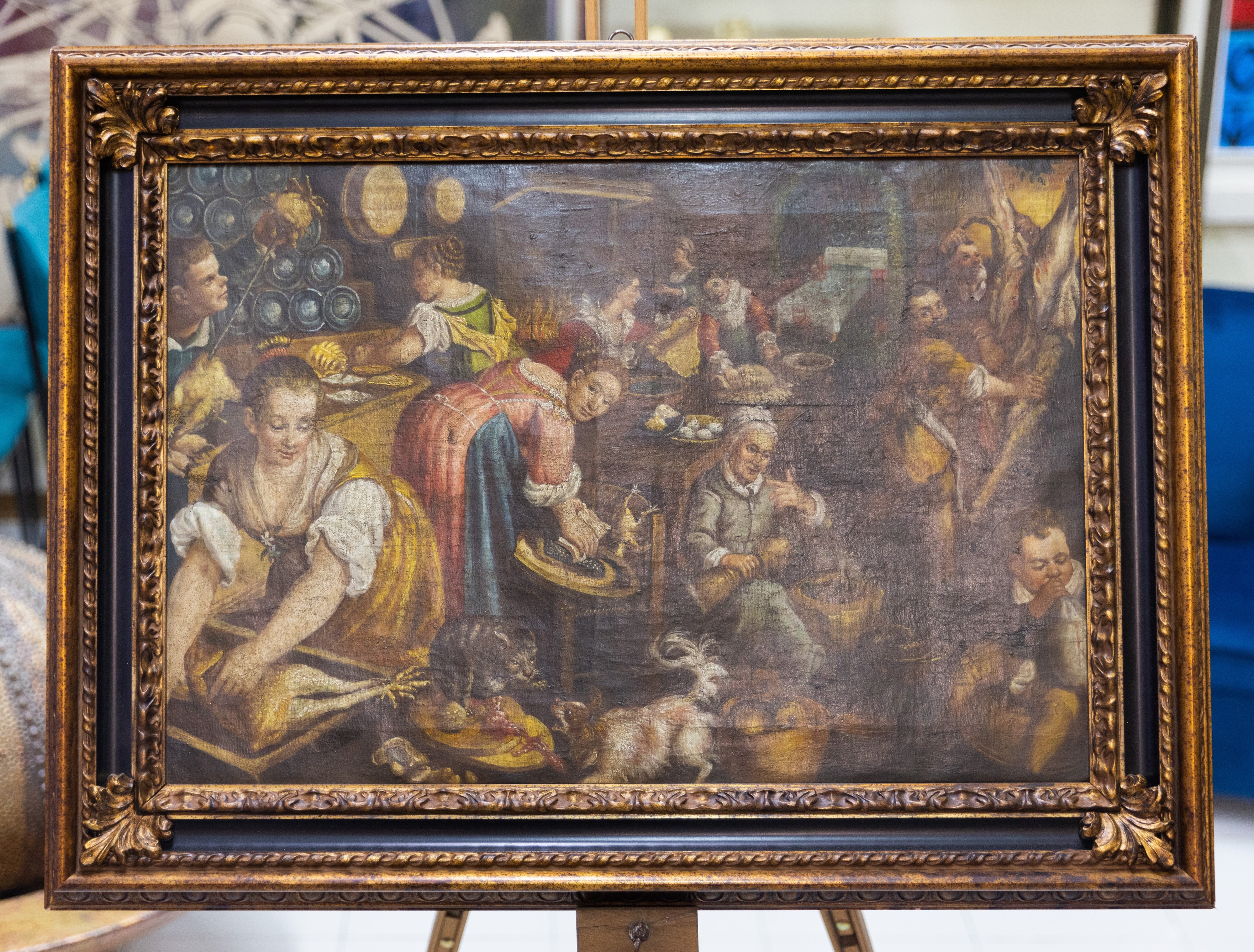 N. 2 quadri di scuola fiamminga con scene d'interni