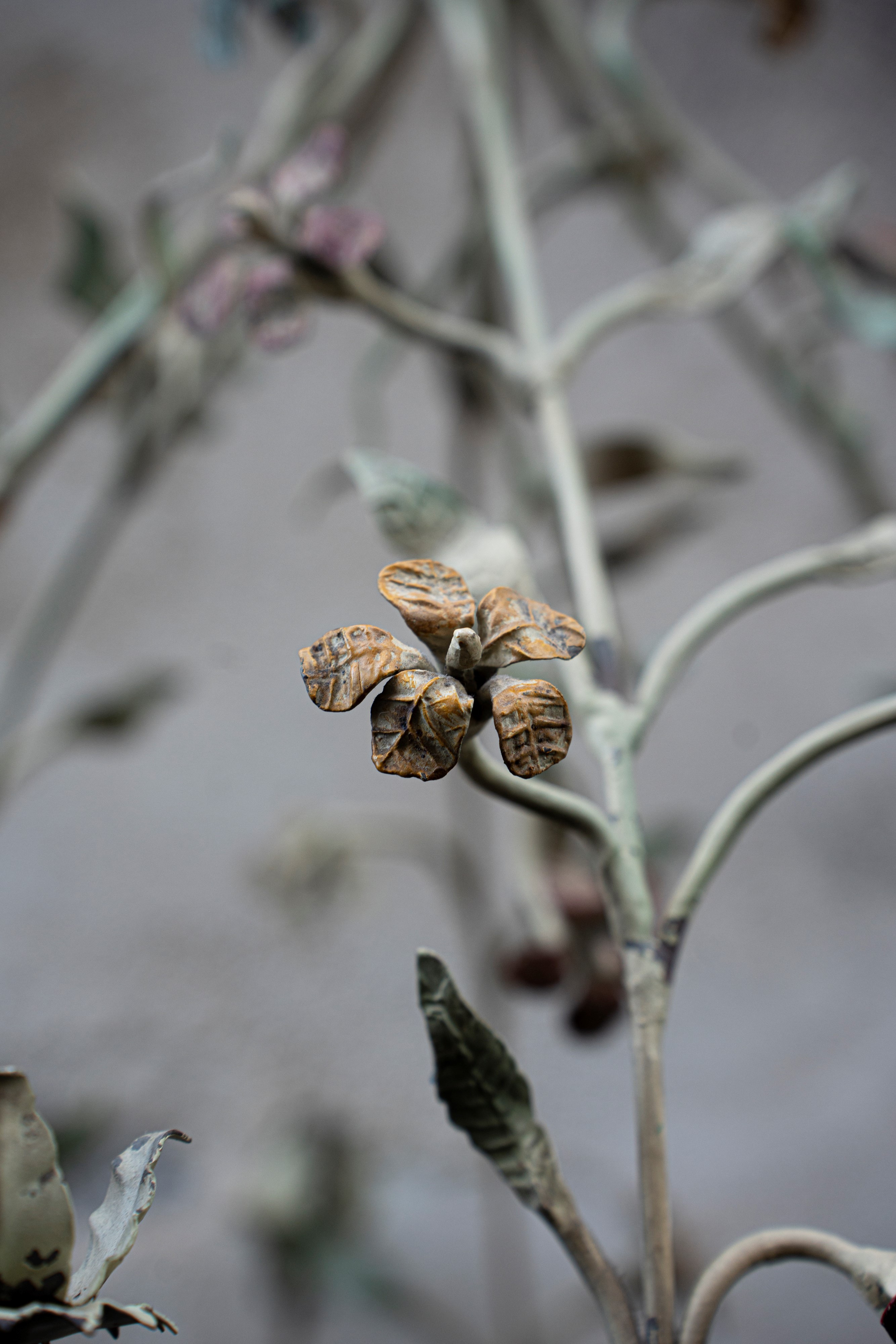 Lampadario in ferro battuto con decoro floreale