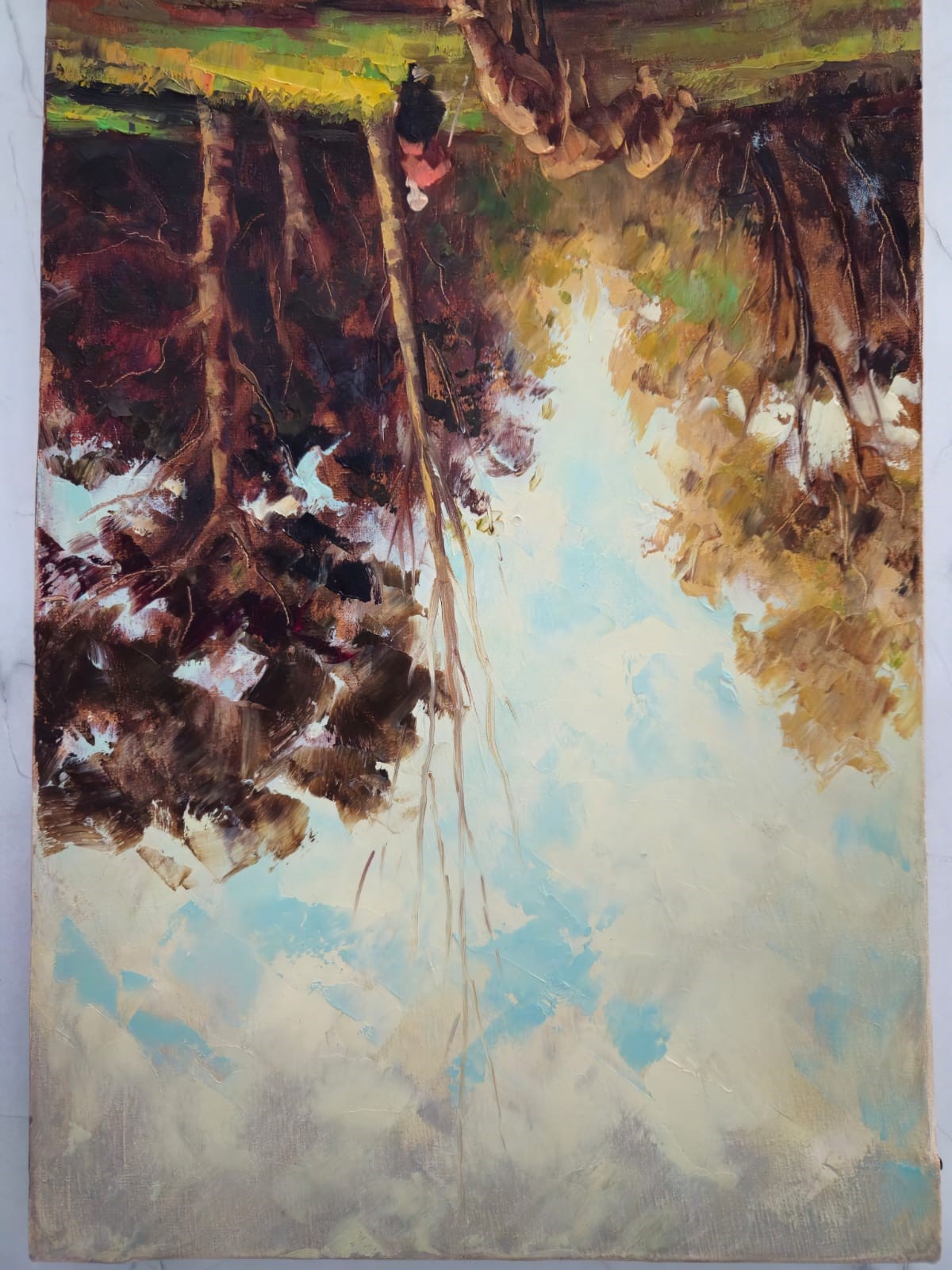 Paesaggio boschivo con animali al pascolo