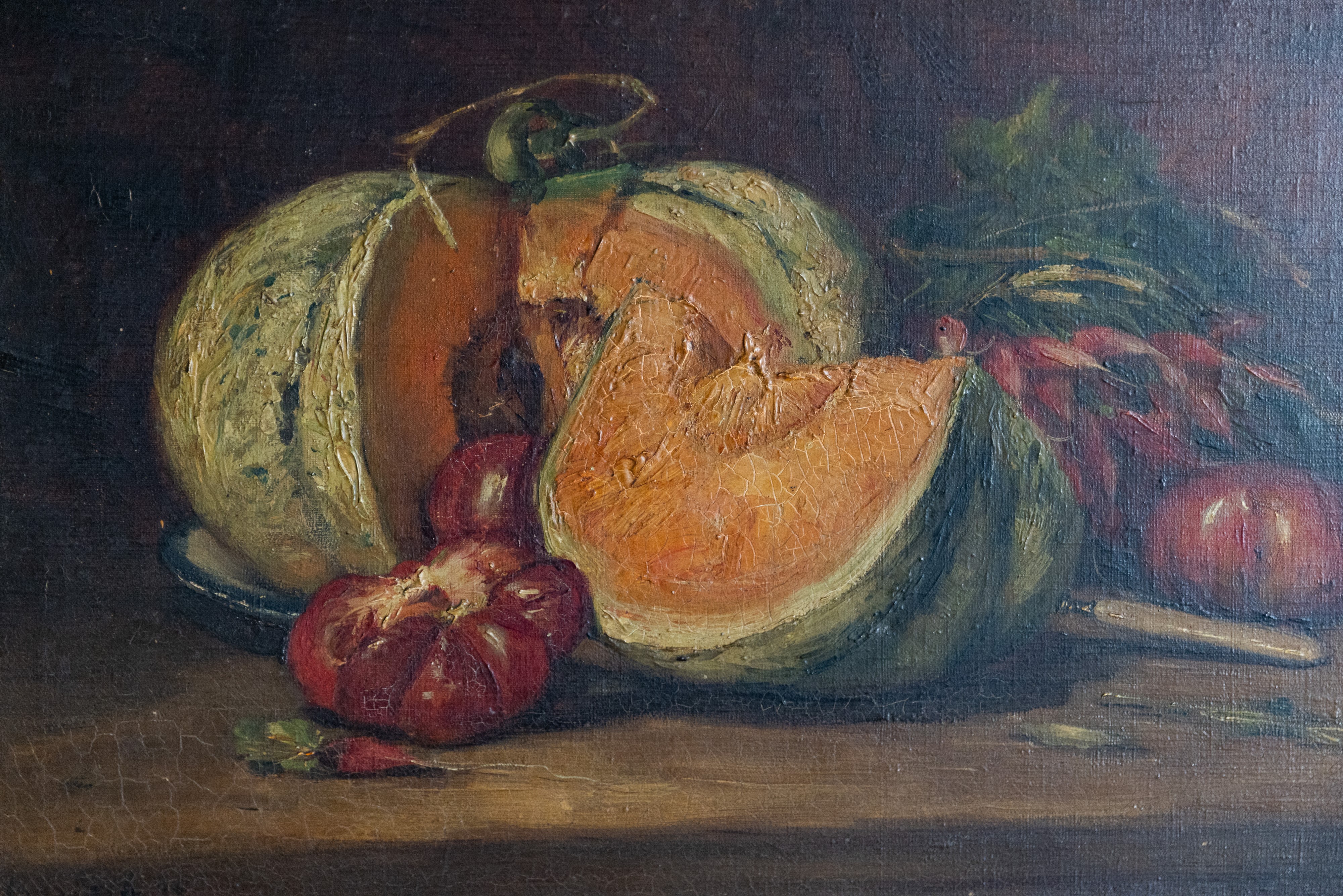 Natura morta con melone, dipinto francese