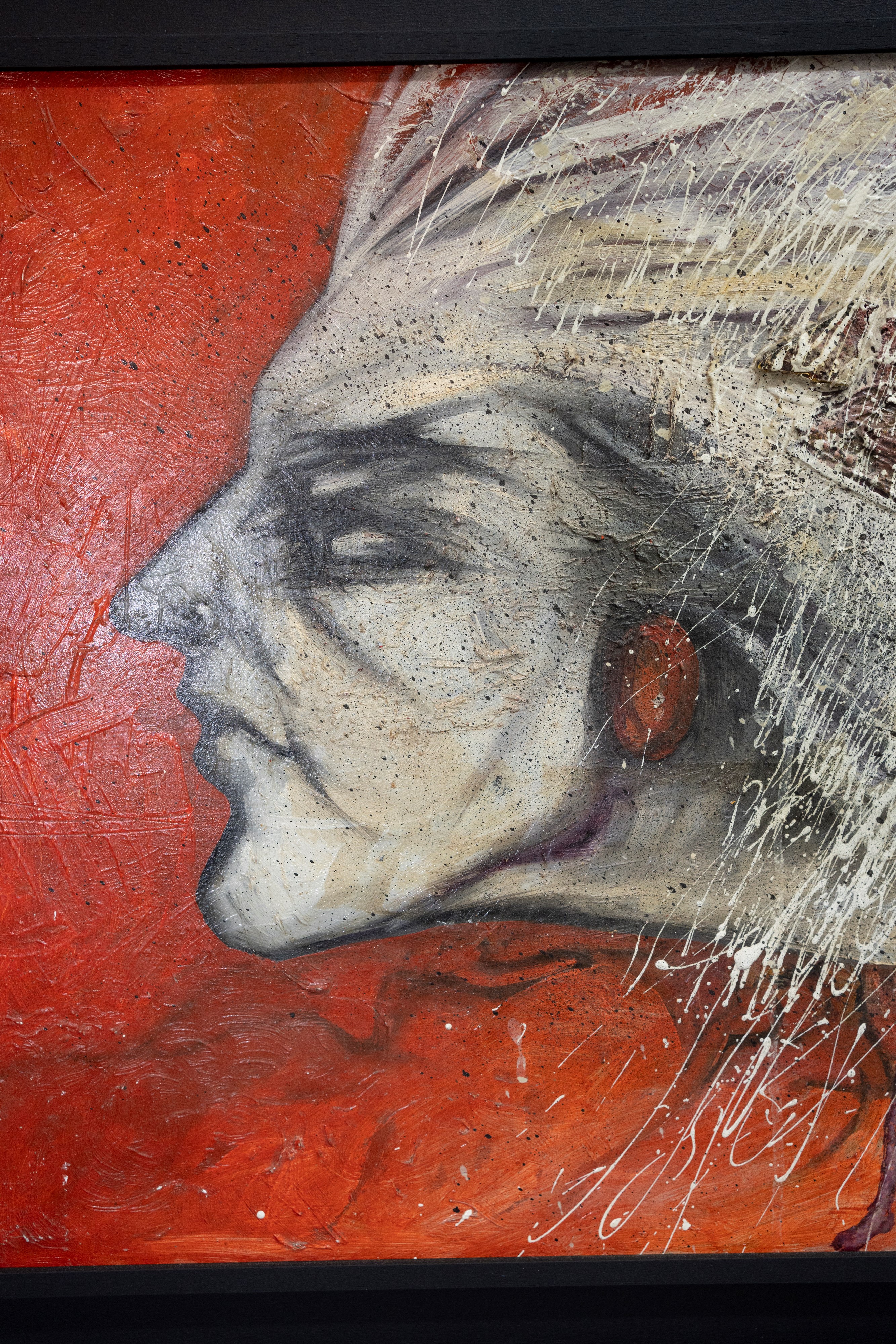 Dipinto raffigurante volto con personaggi in primo piano