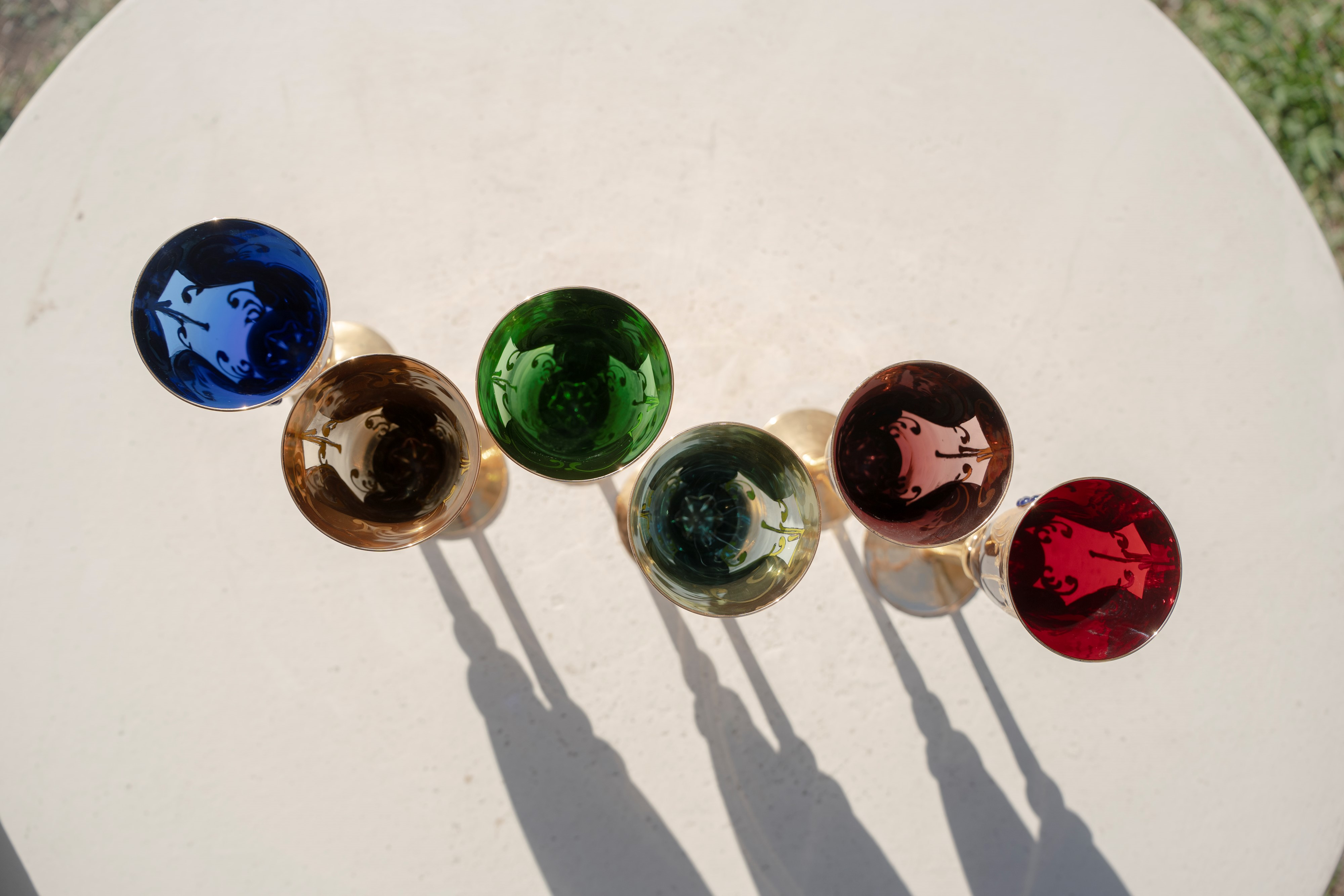 N. 6 bicchieri da champagne in vetro di Murano in smalto e foglia oro 24kt