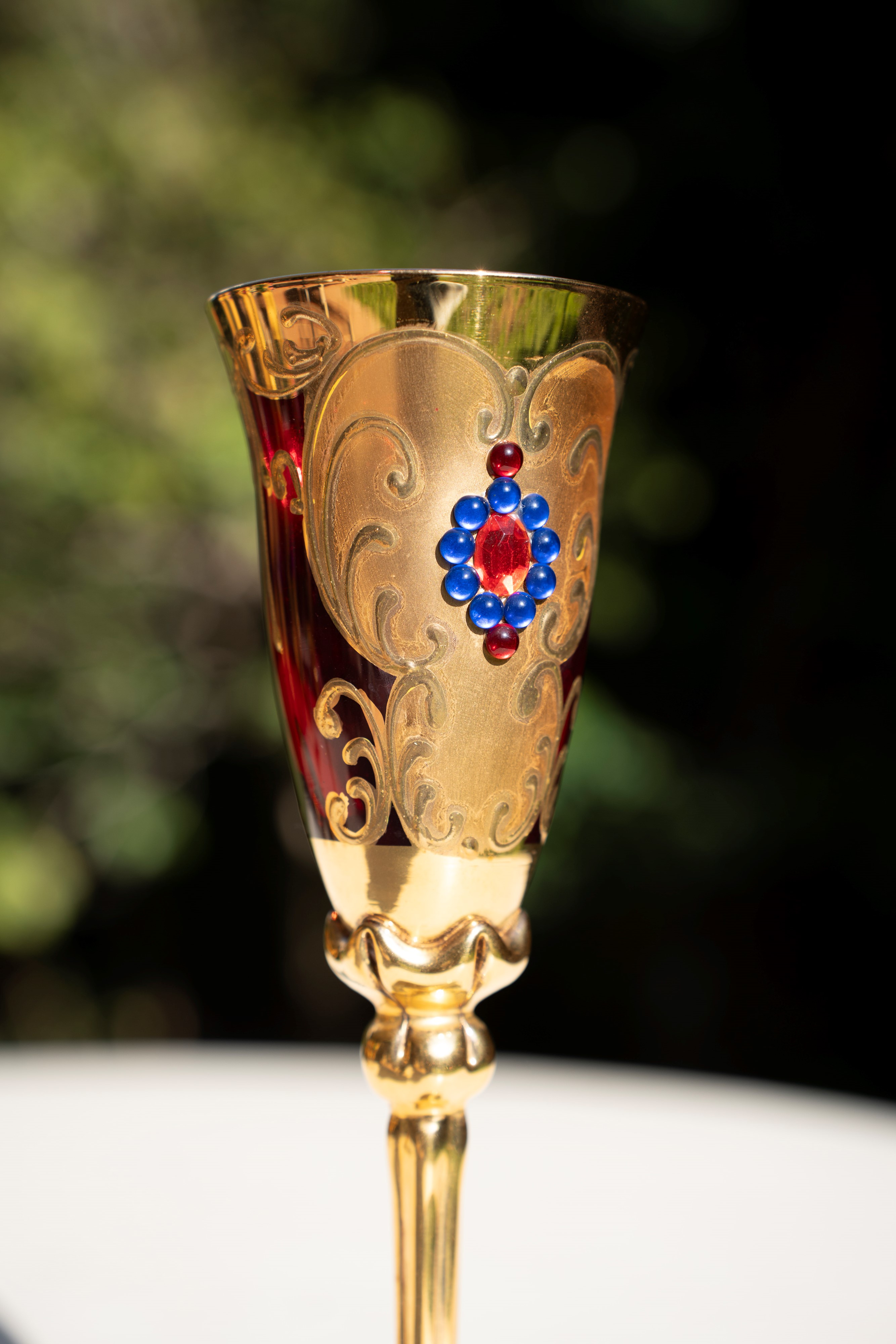 N. 6 bicchieri da champagne in vetro di Murano in smalto e foglia oro 24kt