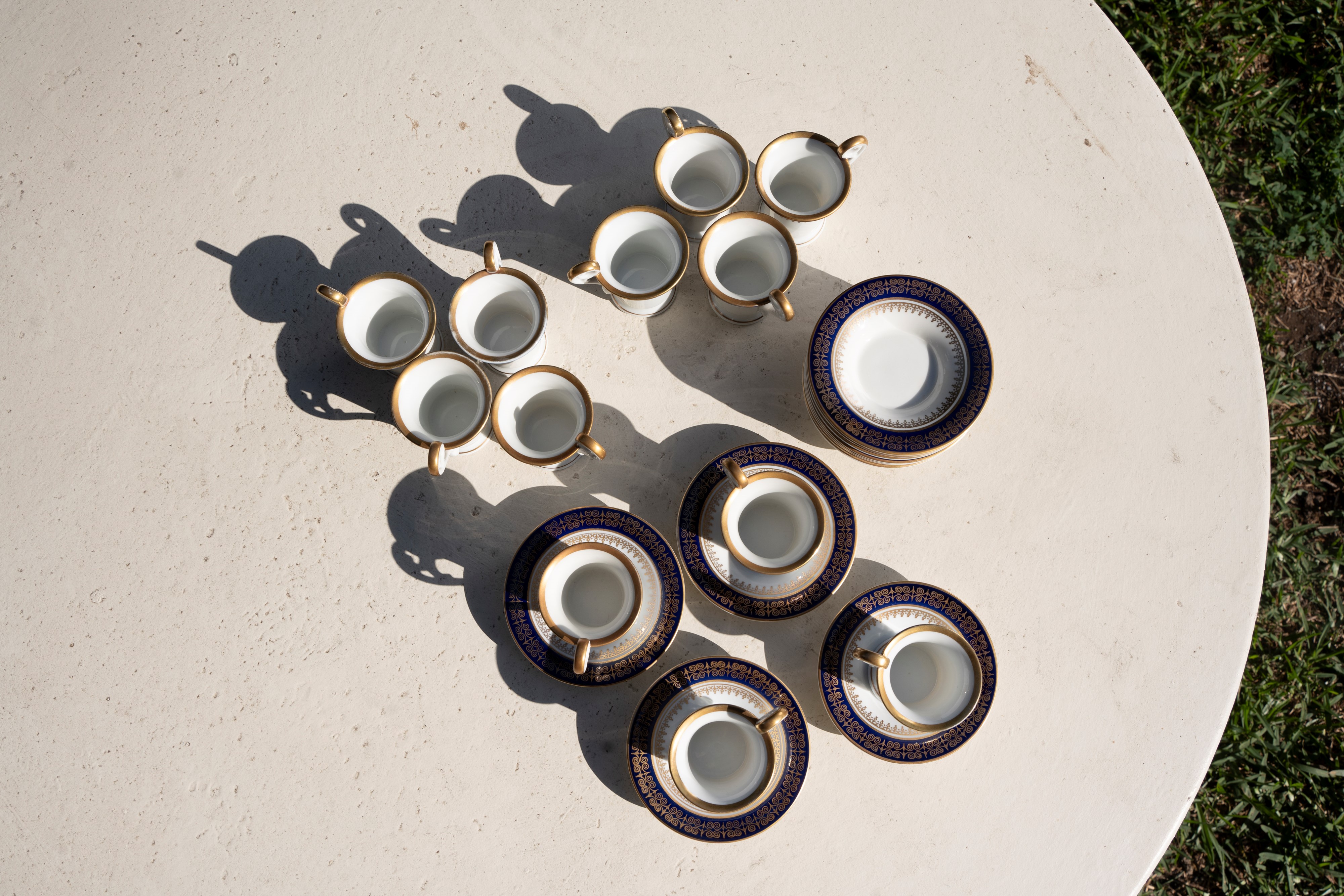 Set caffè per 12 in stile impero made in GDR Echt Kobalt