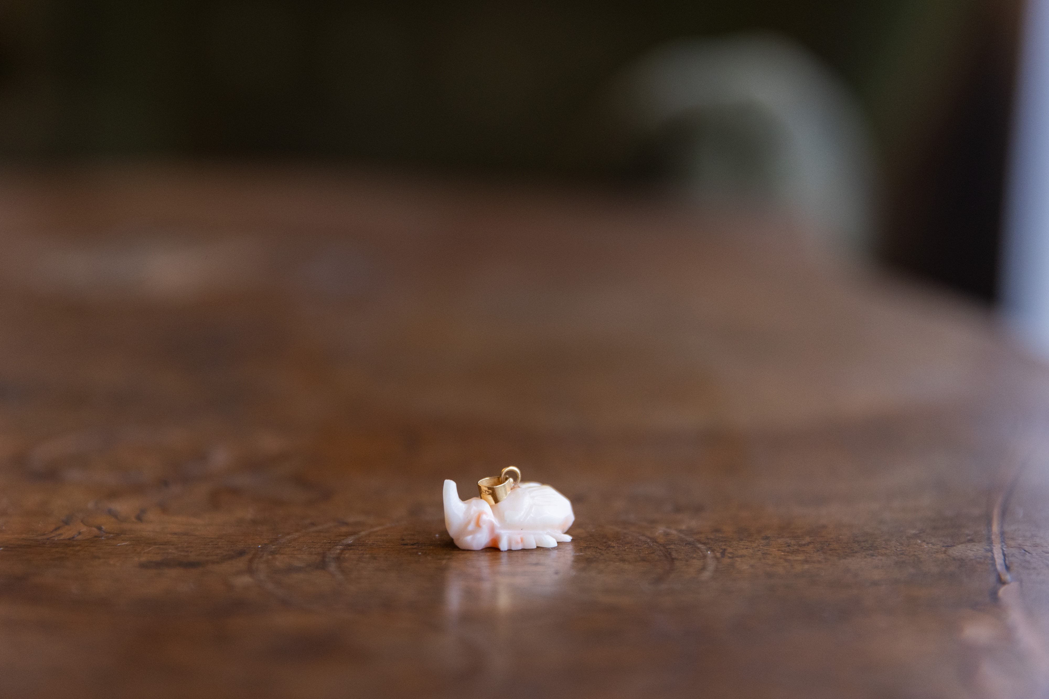 Ciondolo in oro 18 k con scarabeo corallo